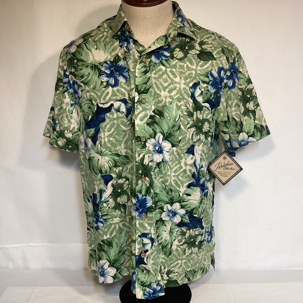 Paradise Collection NWT Silk Hawaiian Floral Print Shirt Men’s Size Medium